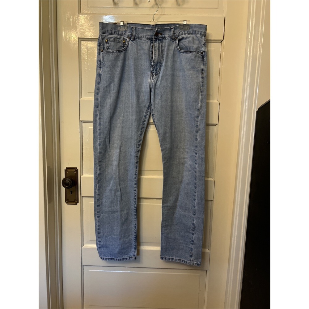 Men Chaps (By Ralph Lauren) Slim Straight Fit Light Washed Blue Jeans 36x34